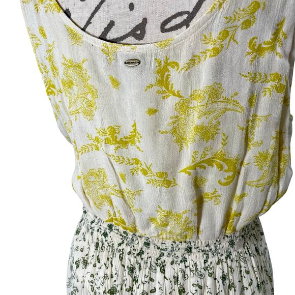 O’Neill Boho Sleeveless Sundress Yellow Green Floral Fit & Flare Mini Dress - Picture 6 of 9